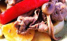 Gyuniku to yon shurui no yasai no shōyu-itame