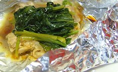 Chikin to hourensou no hoiru-tsutsumi-yaki