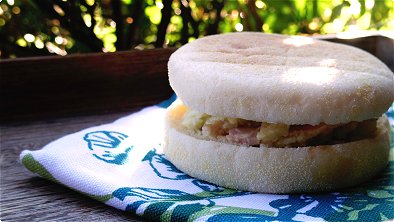 English Muffin Sandwich with Wasabi Potato Salad