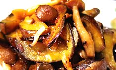 Nasu to shimeji no shōga-shōyu itame