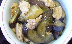 Nasu to tori-hikiniku no ankake-don